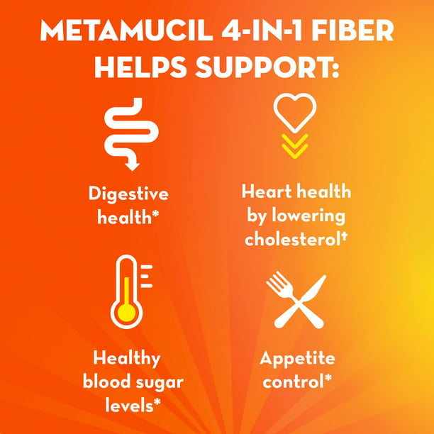 METAMUCIL ORANGE FIBRE SINGLES, 44 packets of 5.8 g