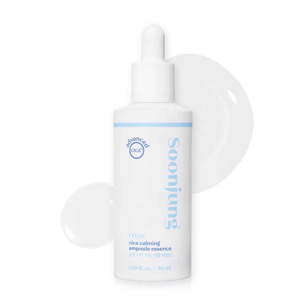 ETUDE SoonJung Cica Calming Ampoule Essence, Hydrating Facial Serum -1.69 Fl Oz