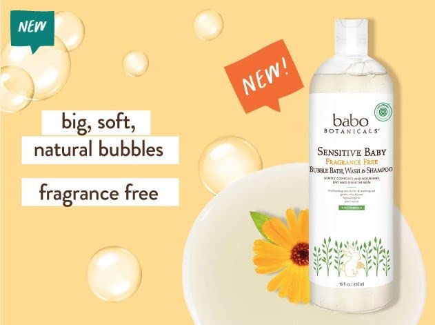 Babo Botanicals Sensitive Baby Fragrance-Free 2-in-1 Bubble Bath & Wash
