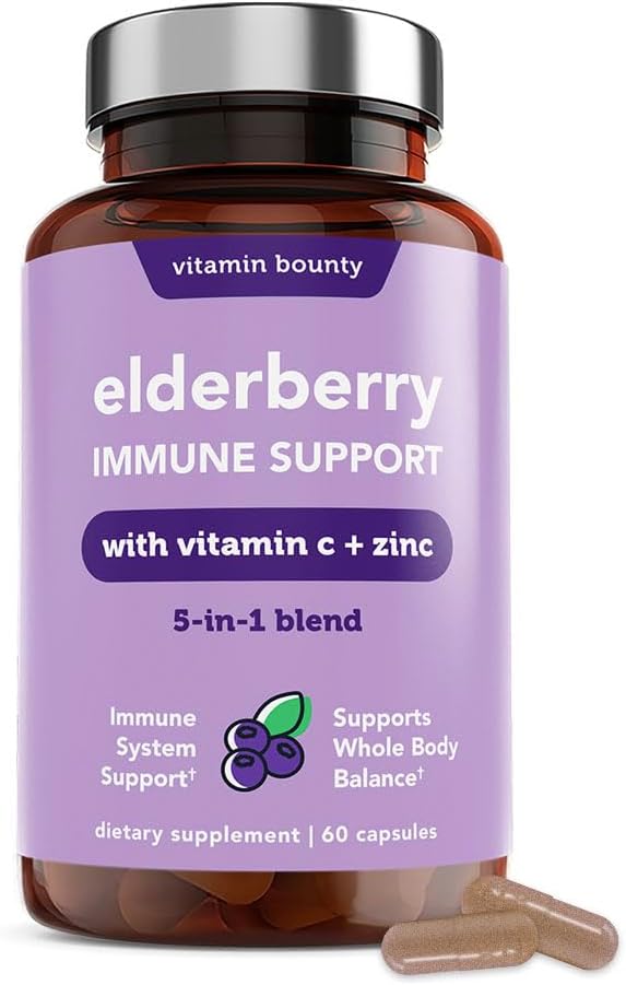 Vitamin Bounty Elderberry Organic Elderberry Capsules for Adults 60 Capsule