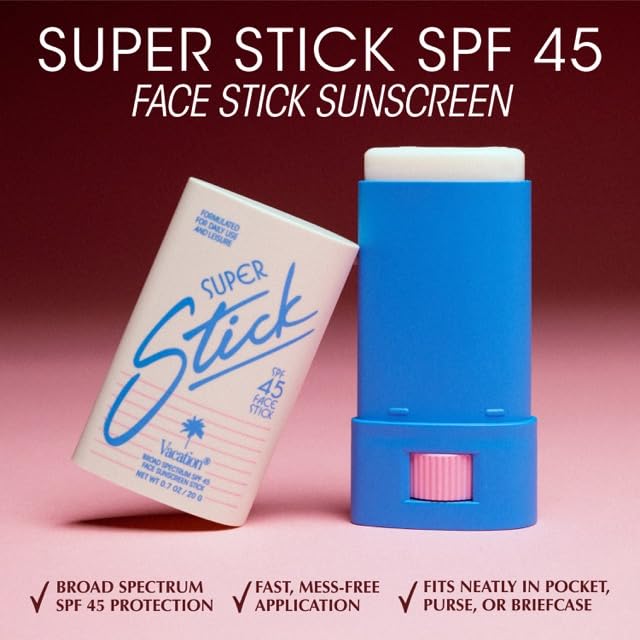 Vacation Super Stick SPF 45, Clear Sunscreen for Face & Air ,0.7 Oz