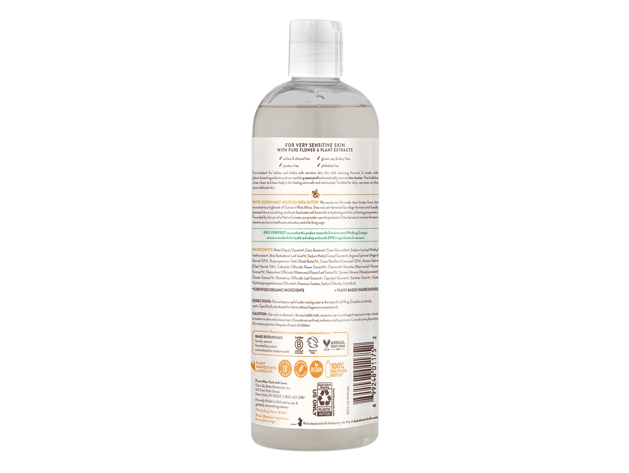 Babo Botanicals Sensitive Baby Fragrance-Free 2-in-1 Bubble Bath & Wash
