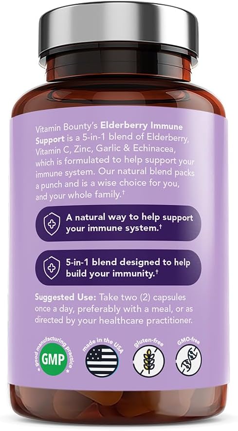 Vitamin Bounty Elderberry Organic Elderberry Capsules for Adults 60 Capsule