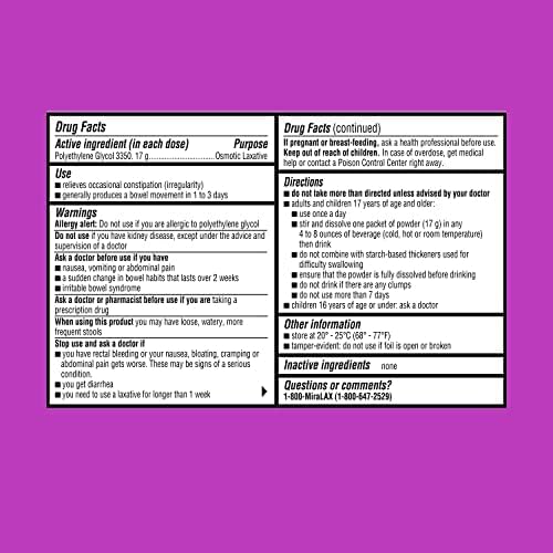MiraLAX Gentle Constipation Relief Laxative Powder 10 Dose