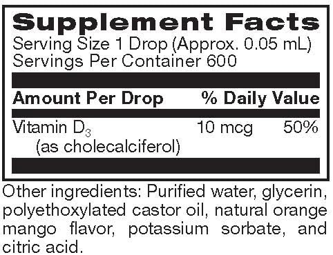 Micellized Vitamin D3 Liquid 400 IU 10 mcg Vitamin D Drop for Adults, 1 floz