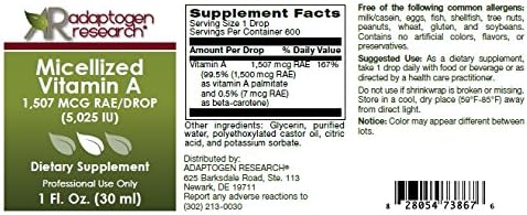 Micellized Vitamin A 1 oz 5,025 IU Per Drop Pure Vitamin A Adaptogen Research…