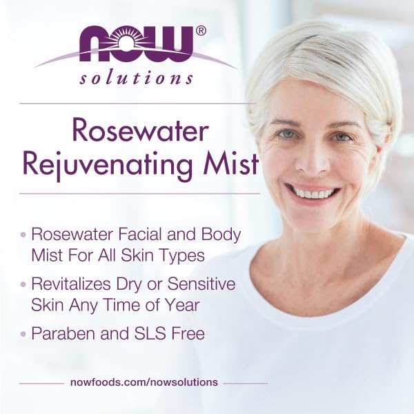 NOW Solutions Rosewater Rejuvenating Mist, Hydration