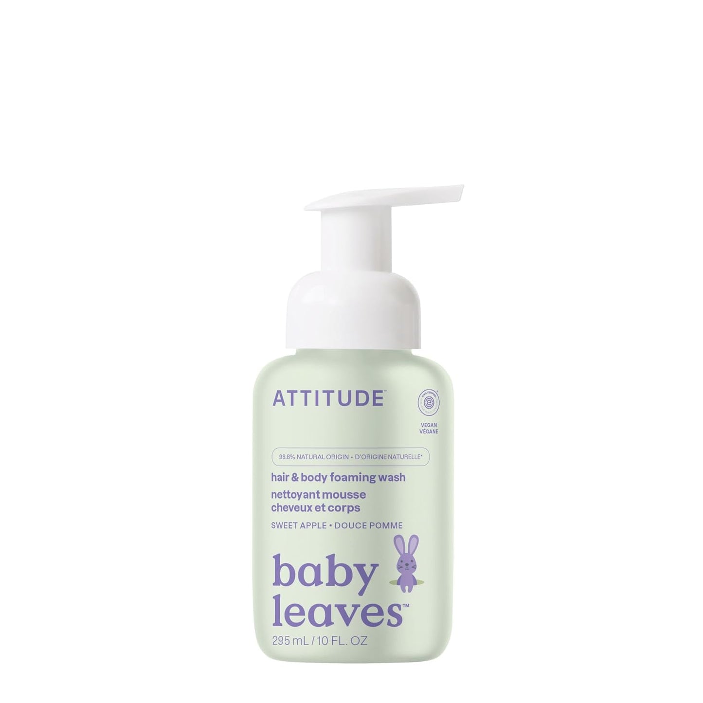 ATTITUDE 2-in-1 Hair and Body Foaming Baby Wash, 10 Fl Oz