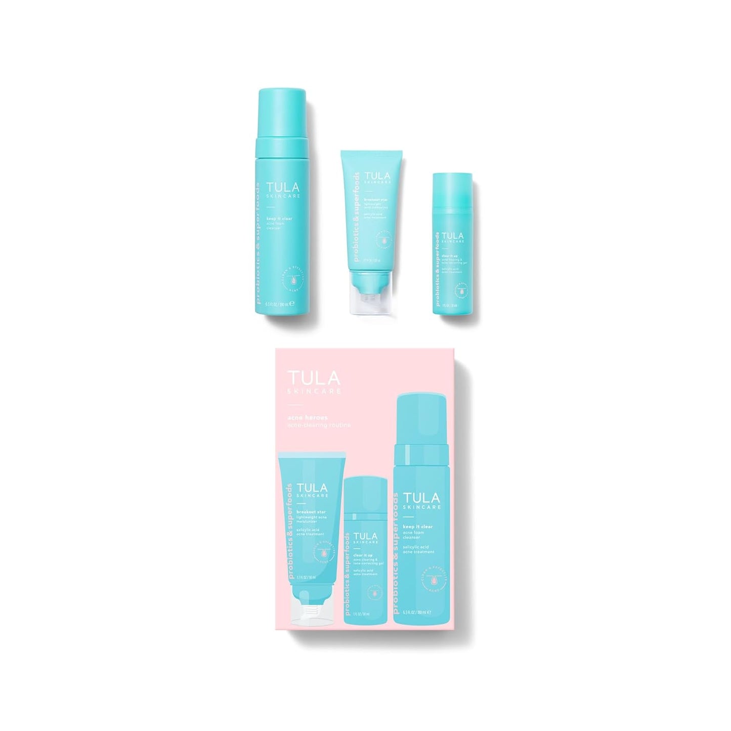 TULA Skin Care Acne Heroes Level 3 Acne Clearing Routine - 3-Piece Kit