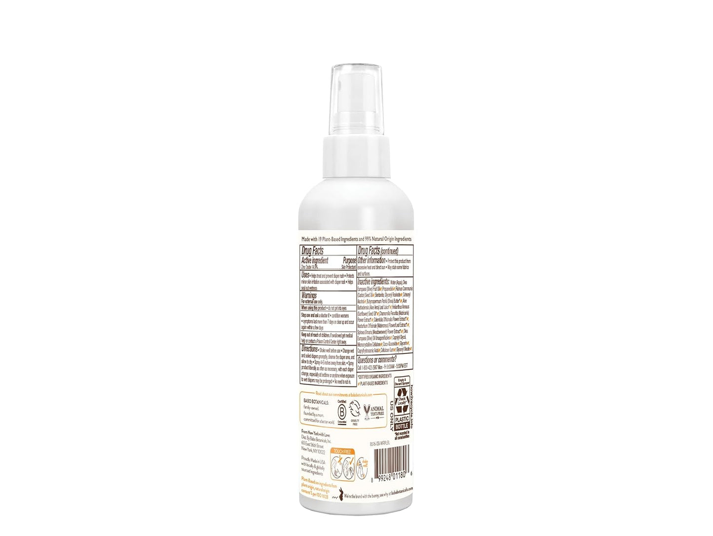 Babo Botanicals Sensitive Baby Fragrance-Free Diaper Rash Cream Spray 3fl.oz.