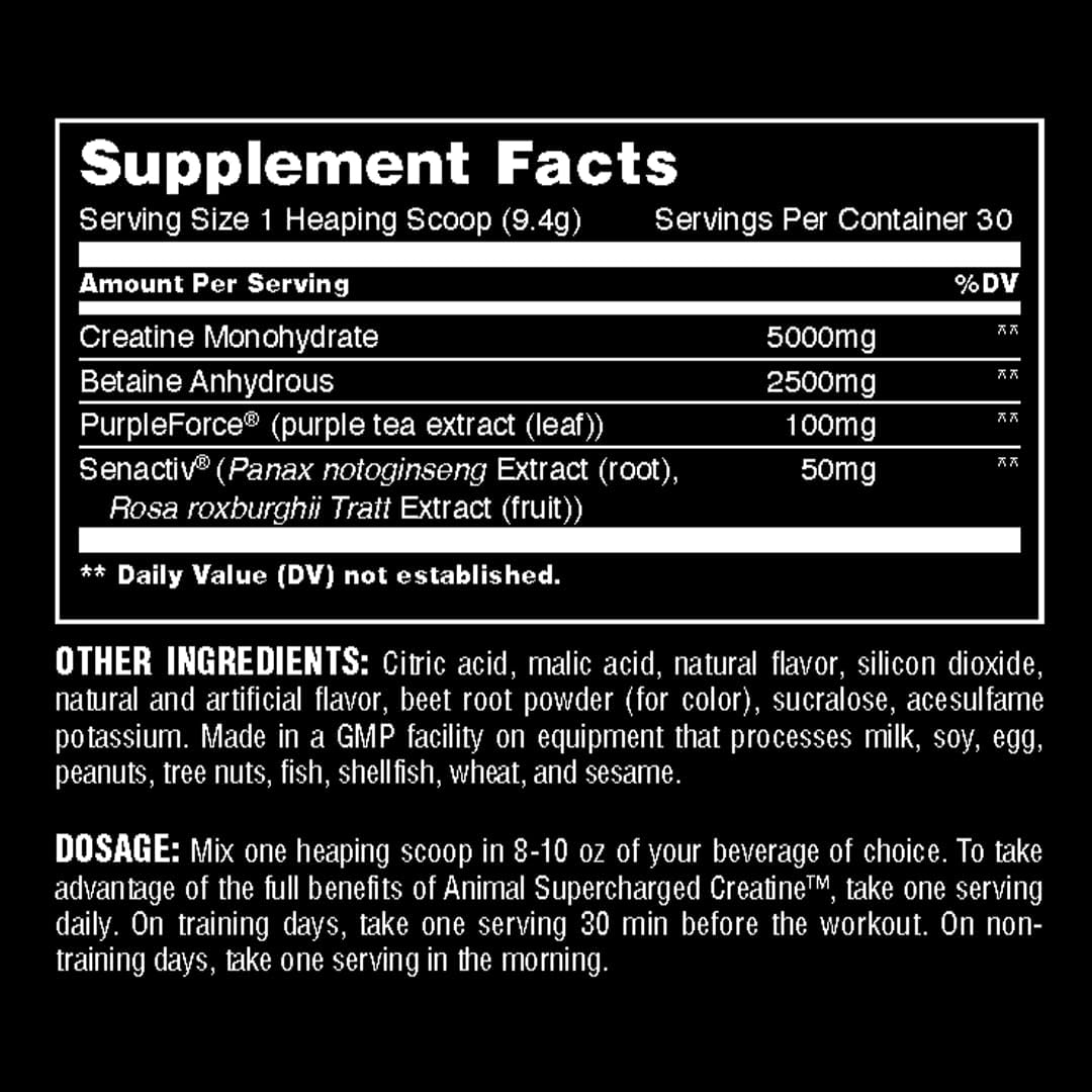 Animal Supercharged Creatine Powder - Enhanced Creatine Monohydrate Supplement 9.95 OZ