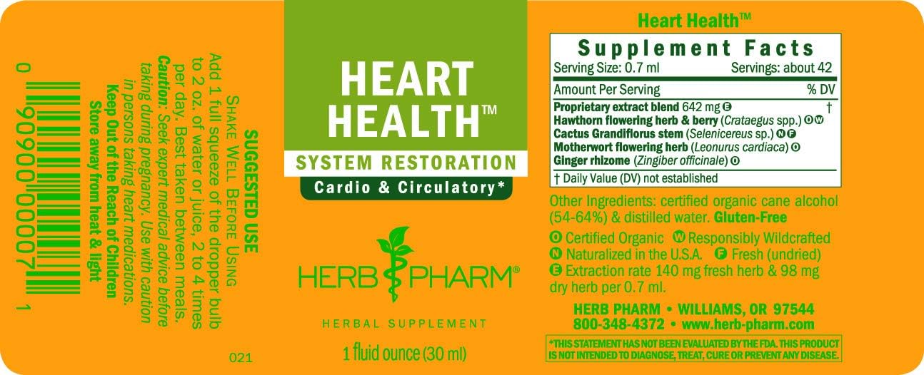 Herb Pharm Heart Health Liquid Herbal Formula with Hawthorn for Cardiovascular System Support - 1 Ounce