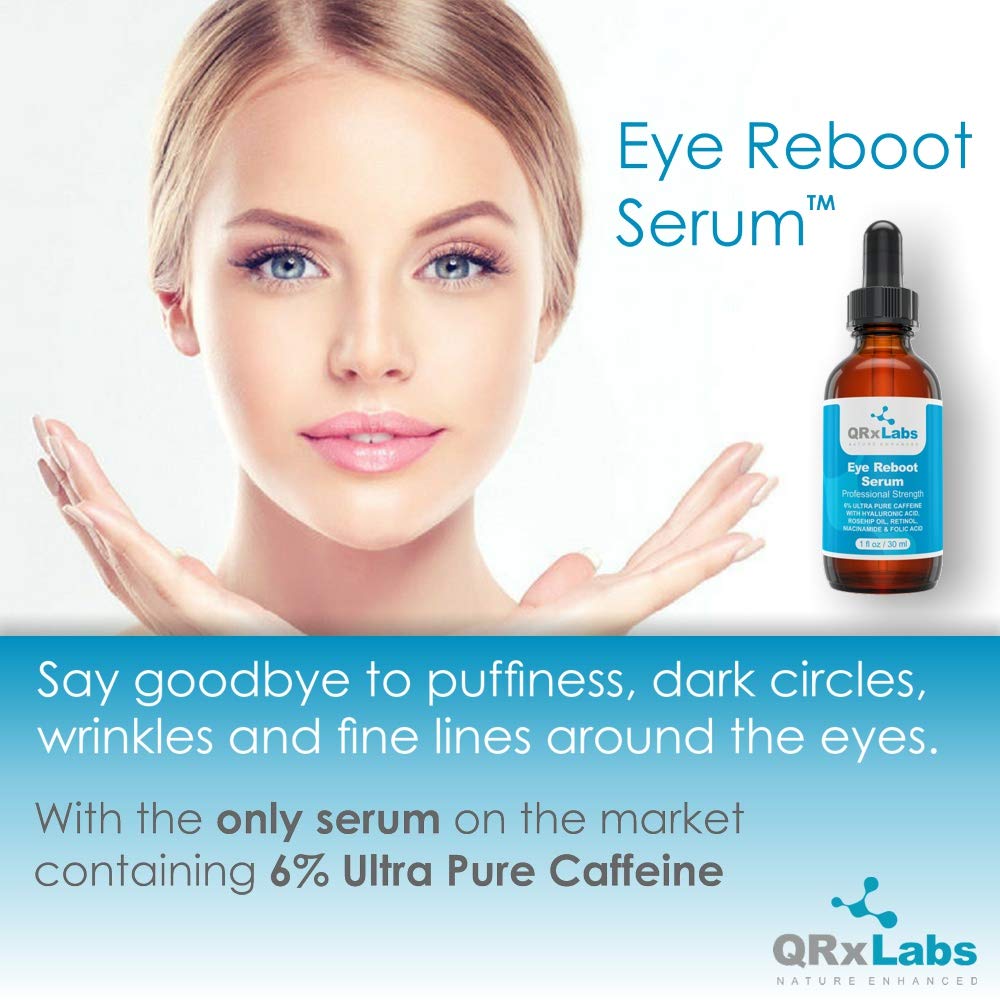Eye Reboot Serum with 6% Caffeine, Hyaluronic Acid, Rosehip Oil, Retinol