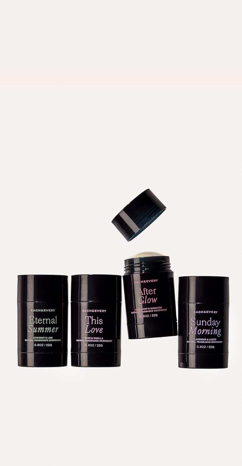 Each & Every All Natural Deodorant Travel Size - Multiple Scents 4 Pack, 0.8oz