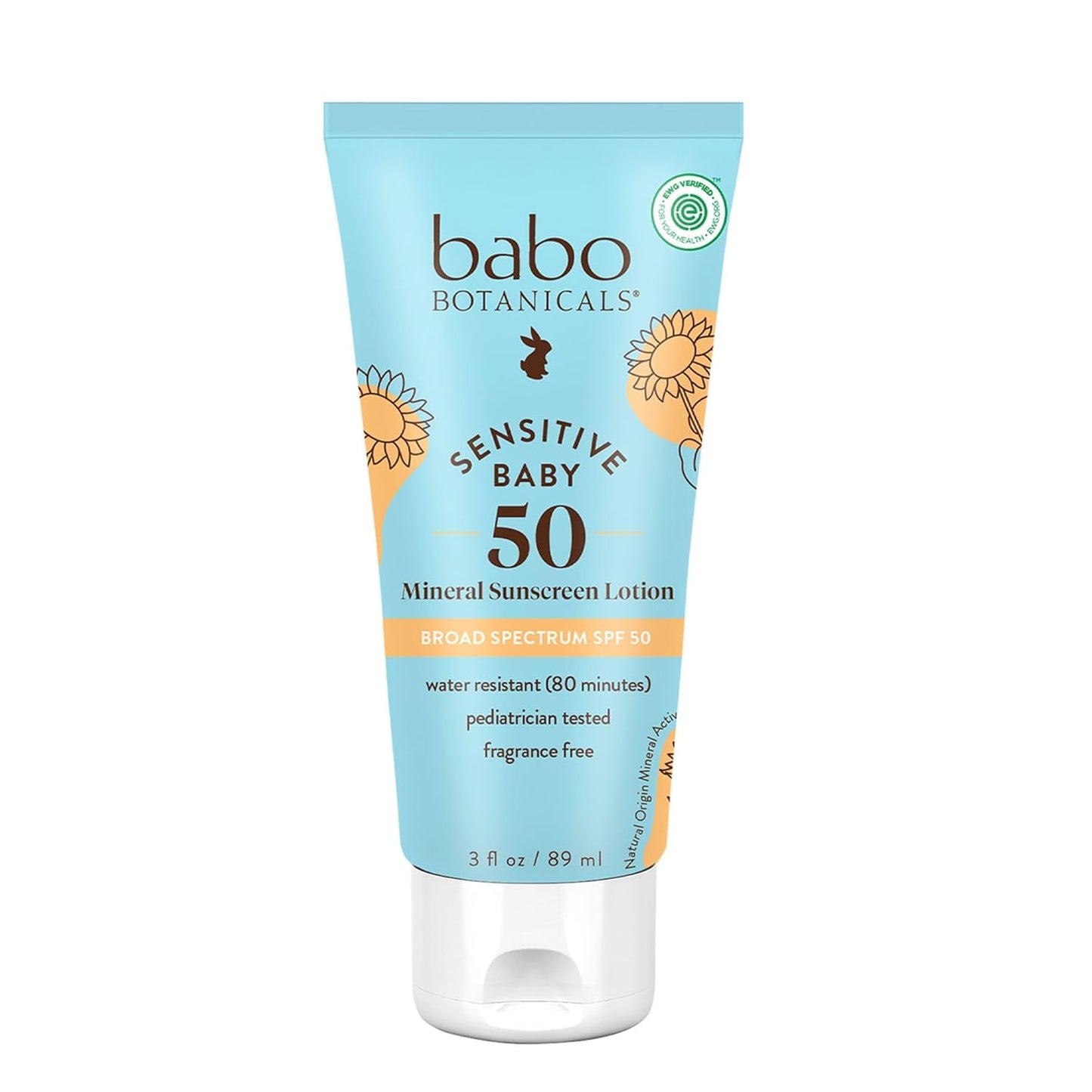 Babo Botanicals Sensitive Baby Mineral Sunscreen Lotion SPF50 -3 fl oz
