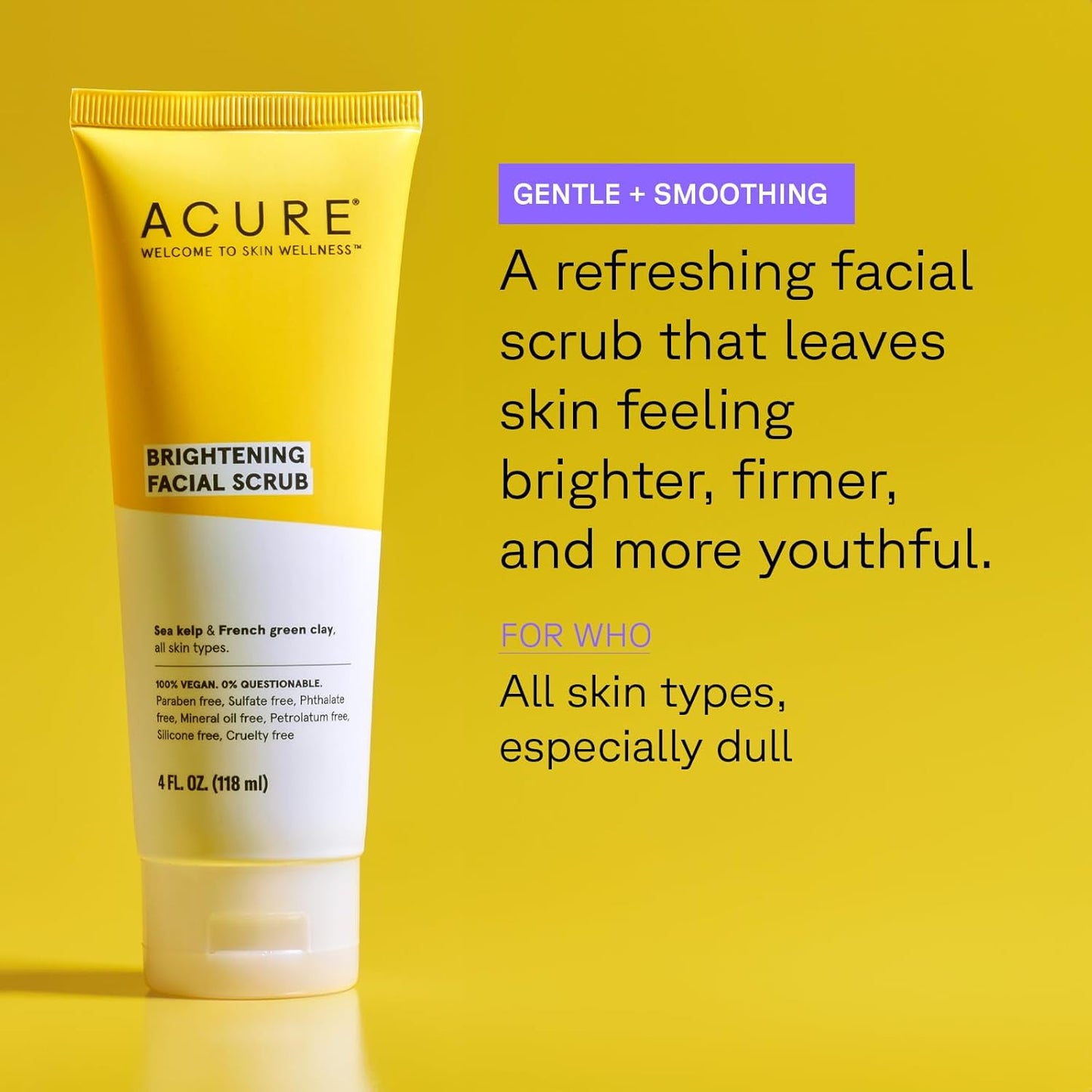 Acure Brightening Facial Scrub 4 Fl Oz