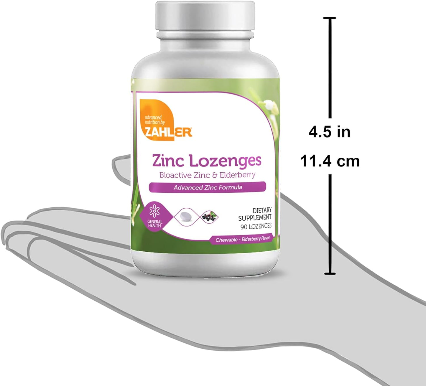 Zahler Elderberry Zinc Lozenges for Adults & Kids (90 Count)