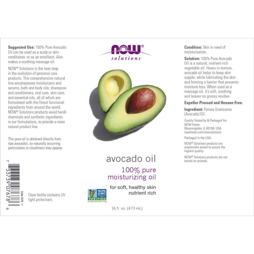 NOW Solutions, Avocado Oil, 100% Pure Moisturizing Oil