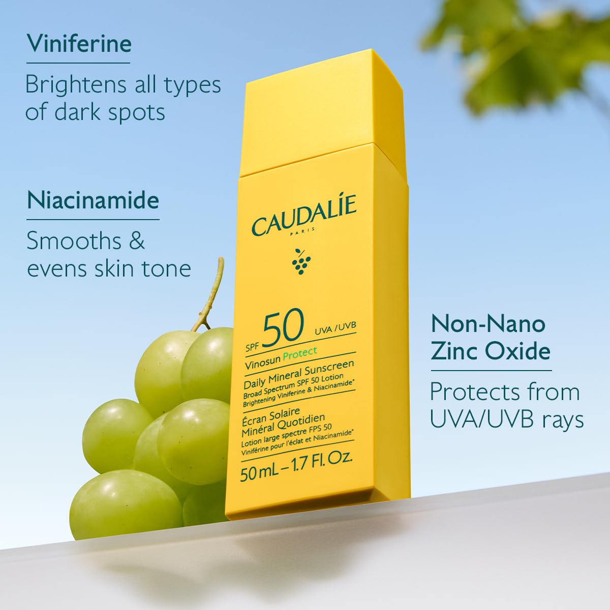 Caudalie Vinosun Protect Daily Mineral Sunscreen SPF50