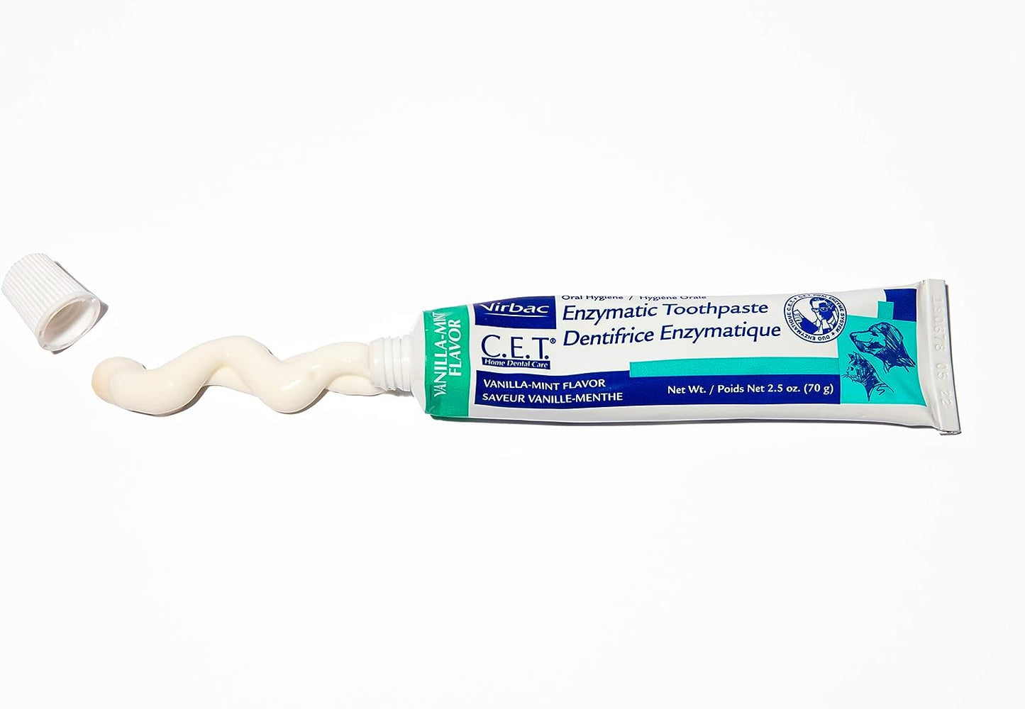 Virbac C.E.T. Enzymatic Toothpaste Eliminates Bad Breath Pet Dental Care Toothpaste Vanilla Mint Flavor 2.5 Oz Tube