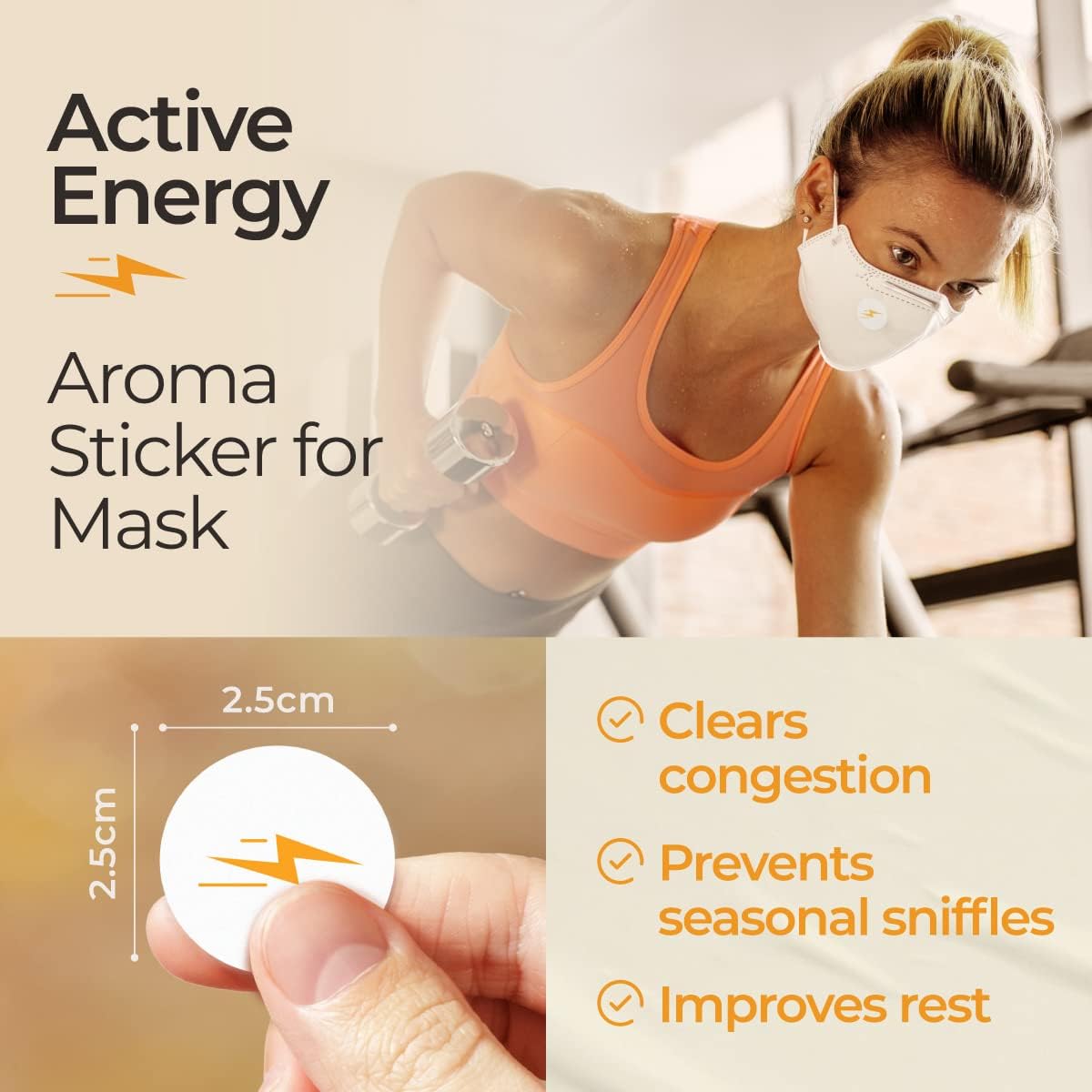 Gya Labs Active Energy Aroma Stickers for Masks 5 Packs-60 Patches