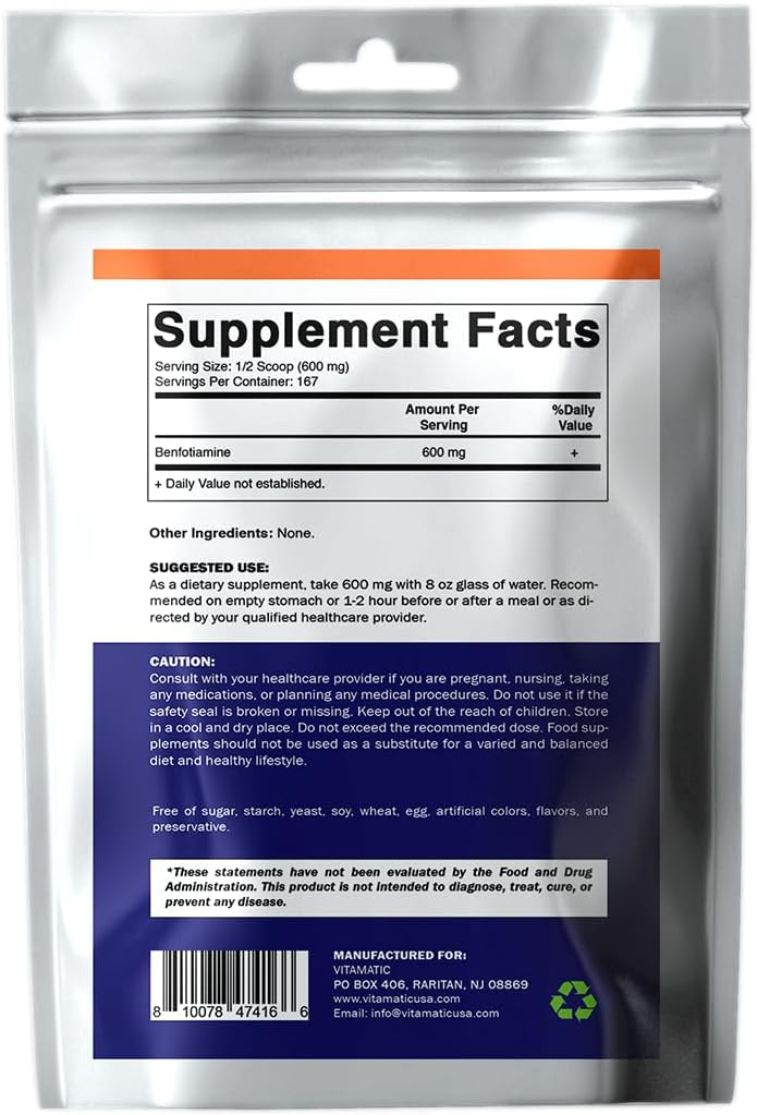 Vitamatic Benfotiamine Pure Powder 600 mg - 100 Grams