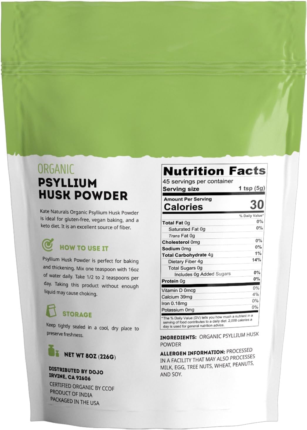 Kate Naturals Psyllium Husk Powder - 8oz