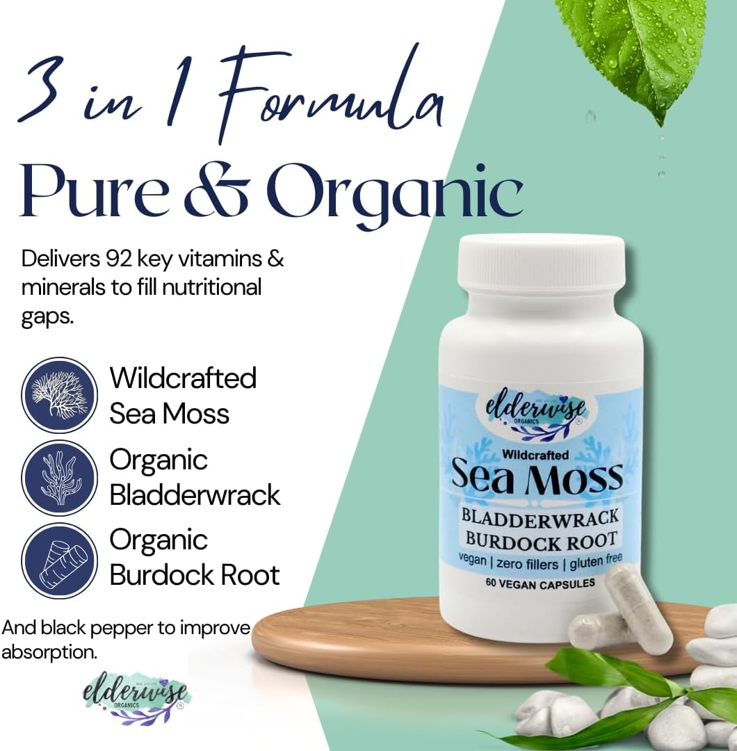 Elderwise Organics Sea Moss Capsules - 60 Vegan Capsules