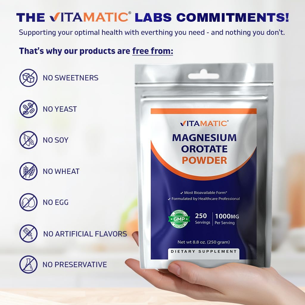 Vitamatic Magnesium Orotate Powder 1000mg - 8.8 oz