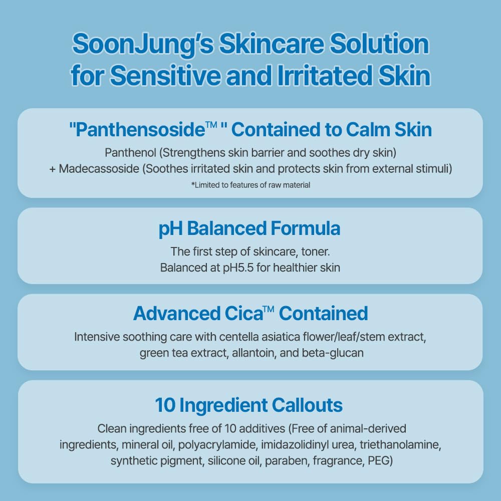 ETUDE SoonJung Cica Calming Ampoule Essence, Hydrating Facial Serum -1.69 Fl Oz