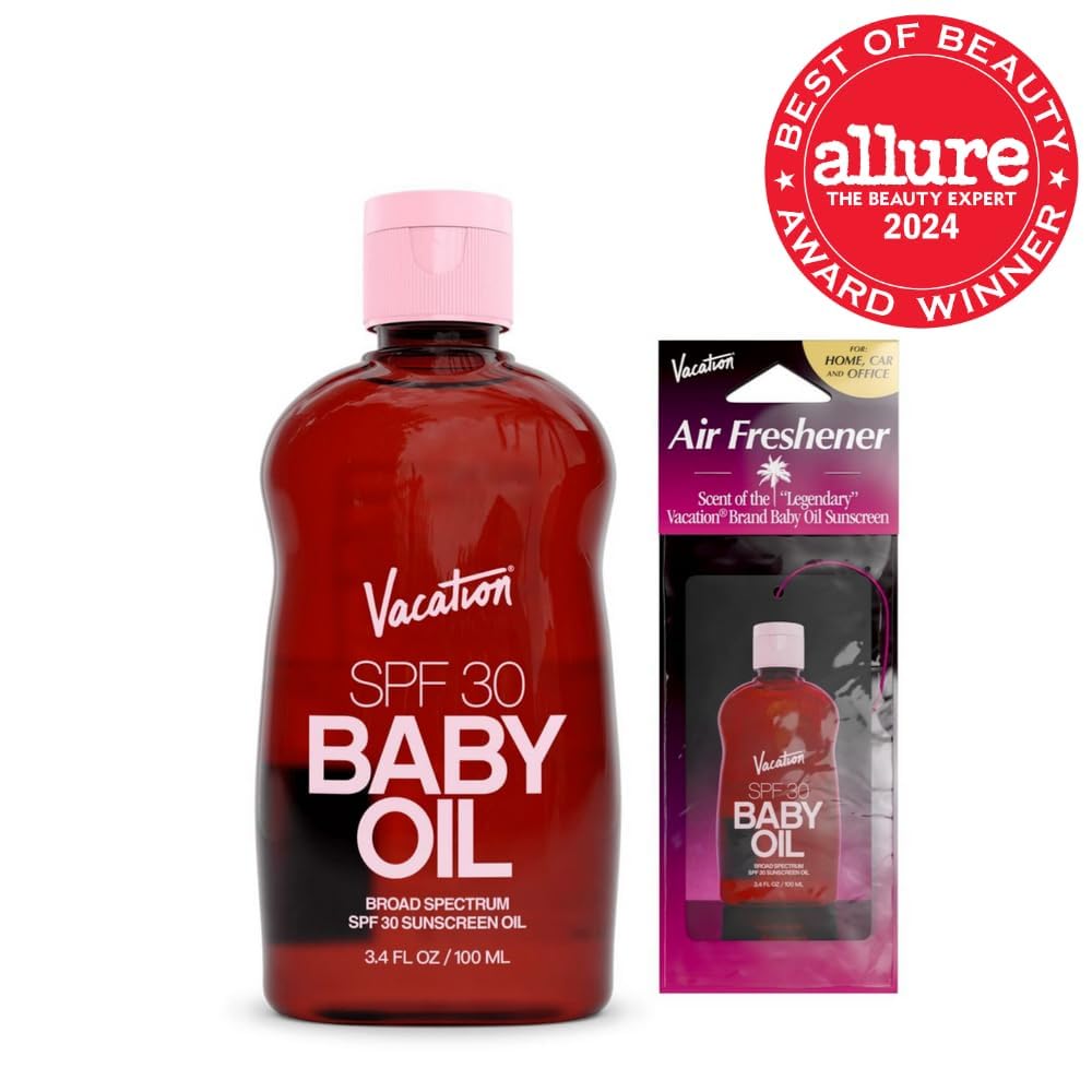 Vacation Baby Oil SPF 30 & Air Freshener Bundle,3.4 Fl. Oz.