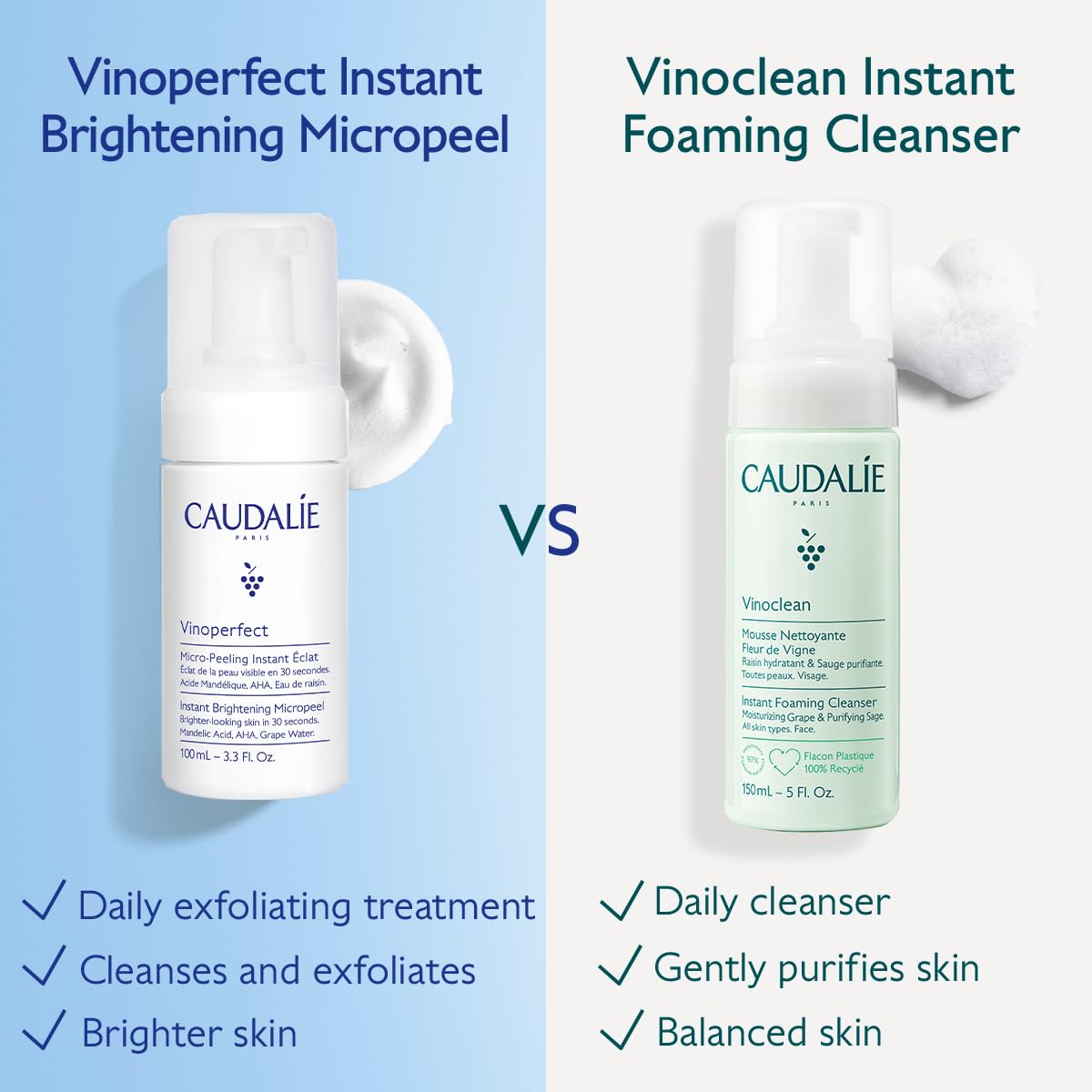 Caudalie Vinoperfect Instant Brightening Micropeel Foam - 100 mL