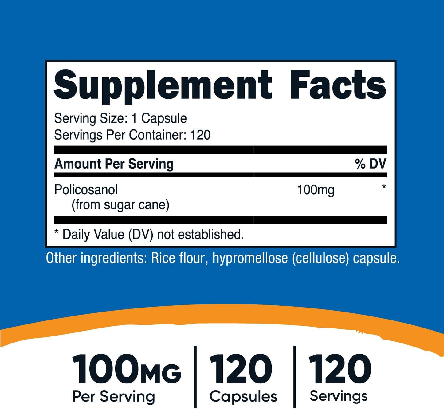 Nutricost Policosanol 100mg, - 120 Capsules