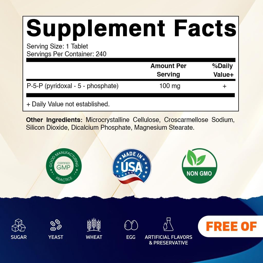 Vitamatic P5P 100 mg (Pyridoxal-5-Phosphate) – 240 Tablets