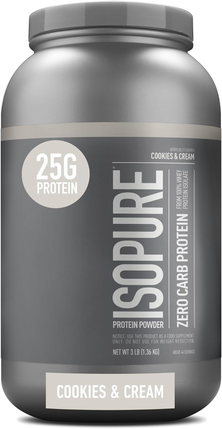 Isopure Protein Powder, Zero Carb Whey Isolate with Vitamin C & Zinc for Immune Support, 25g