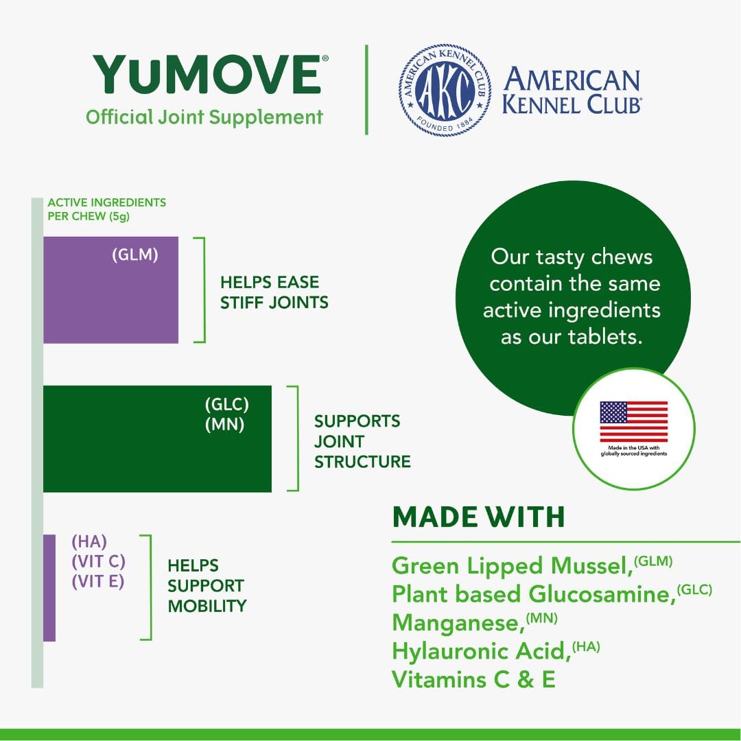 YuMOVE Daily Chews | Hip and Joint Supplement Green Lipped Mussel 60 Chews