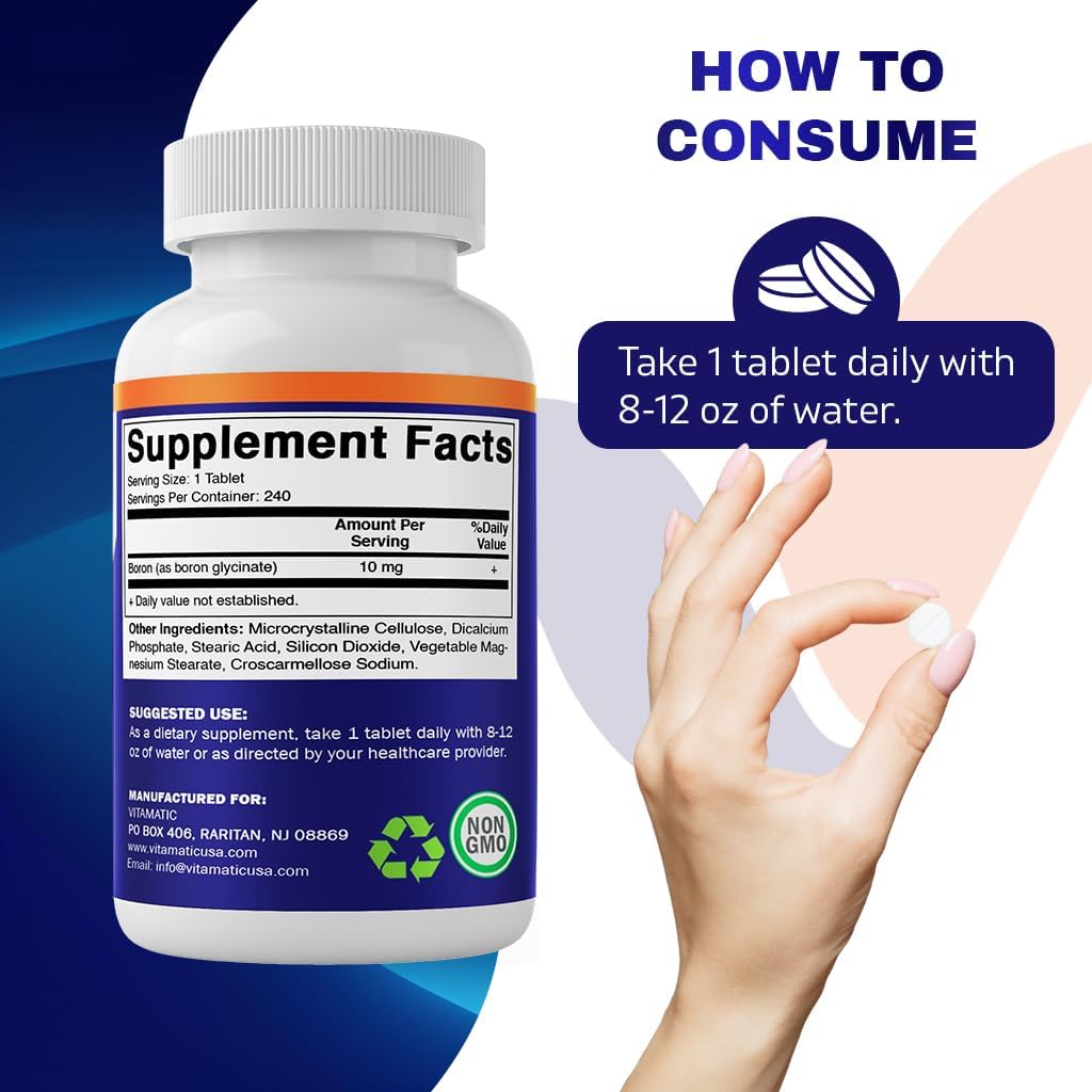 Vitamatic Chelated Boron (as Glycinate) 10mg - 240 Tablets