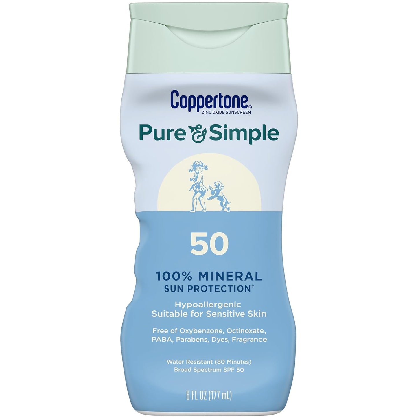 Coppertone Pure and Simple Sunscreen Lotion, SPF 50 ,6 Oz