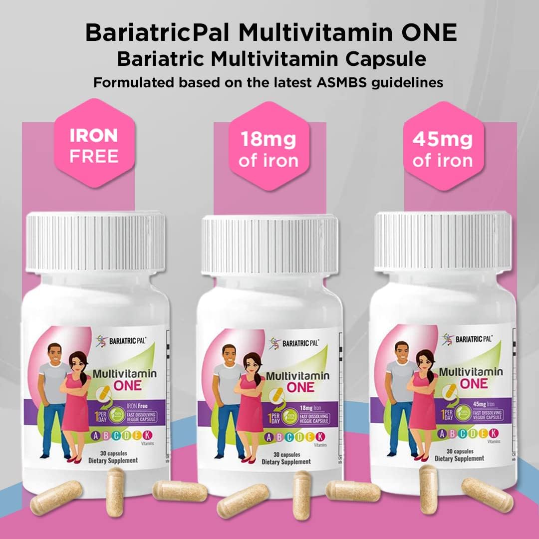 BariatricPal Multivitamin ONE 1 per Day! Bariatric Multivitamin Capsule with 45mg Iron (30 Count)