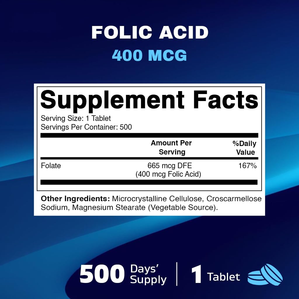 Vitamatic Folic Acid 400 mcg - 500 Vegetarian Tablets