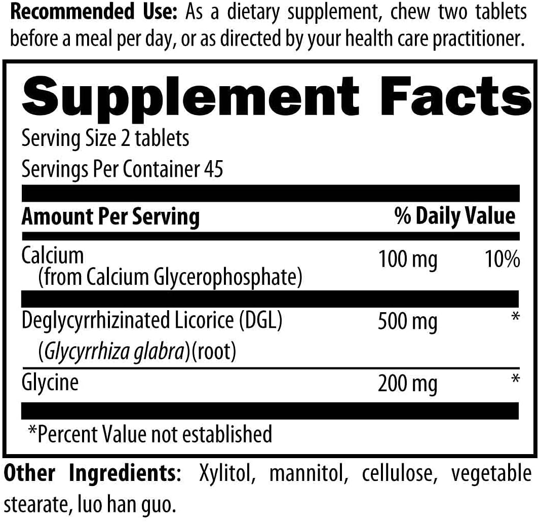 Designs for Health Deglycyrrhizinated Licorice Root Chewables -90 Chewable Tablets
