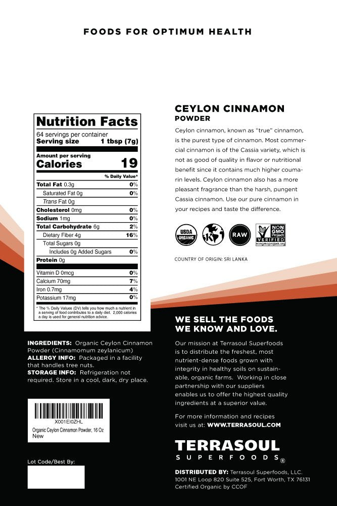 Terrasoul Superfoods Organic Ceylon Cinnamon Powder