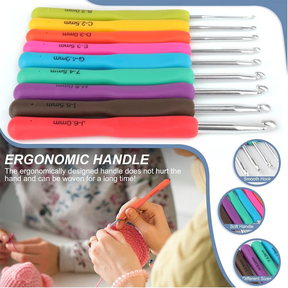 Katech Crochet Hooks Kit with Case, 85-Piece, Ergonomic Crochet Needles