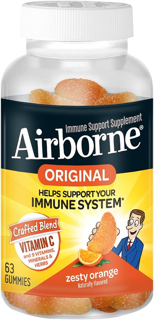 Airborne Vitamin C 750mg Zesty Orange Flavored Gummies - 63 Count