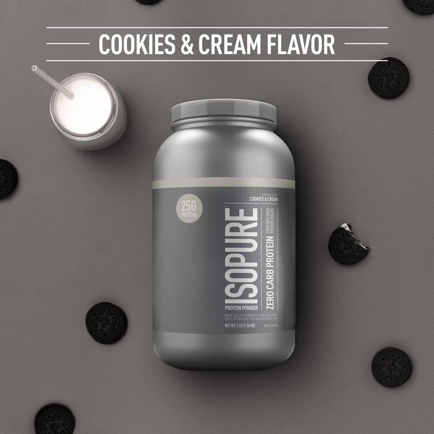 Isopure Protein Powder, Zero Carb Whey Isolate with Vitamin C & Zinc for Immune Support, 25g