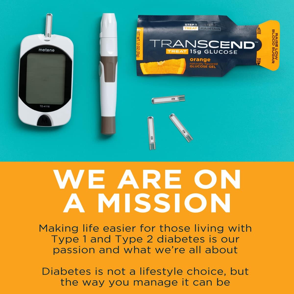 Transcend Glucose Gel Packs - Orange, 15 Pack (1.1oz Each) - FSA/HSA Eligible - Glucose Gel Packs for Diabetics, Blood Sugar Support Alternative to Glucose Tablets - Precise 15g Dose, Made in USA