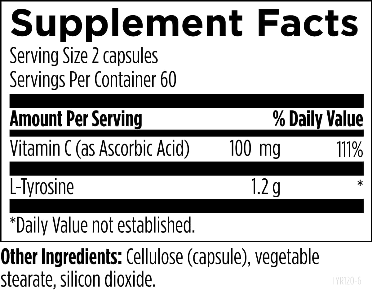 Designs for Health L-Tyrosine 1200mg -120 Capsules