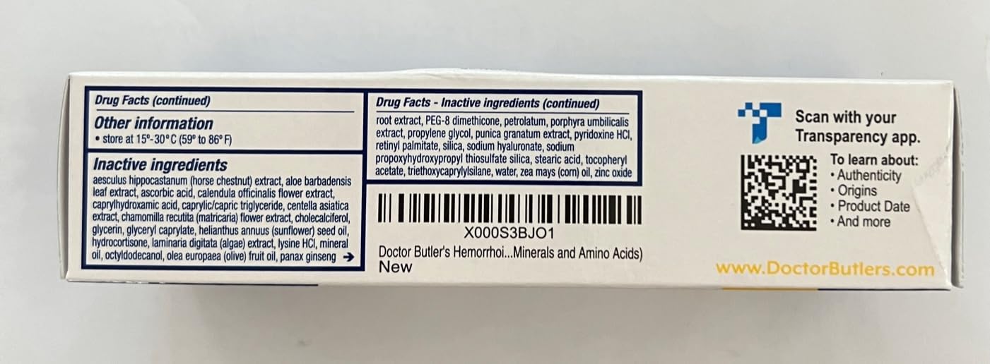 Doctor Butler's Hemorrhoid & Fissure OintmentFast Acting Relief of Swelling, Discomfort, and Itching in one Hemorrhoid Cream (1 oz.)