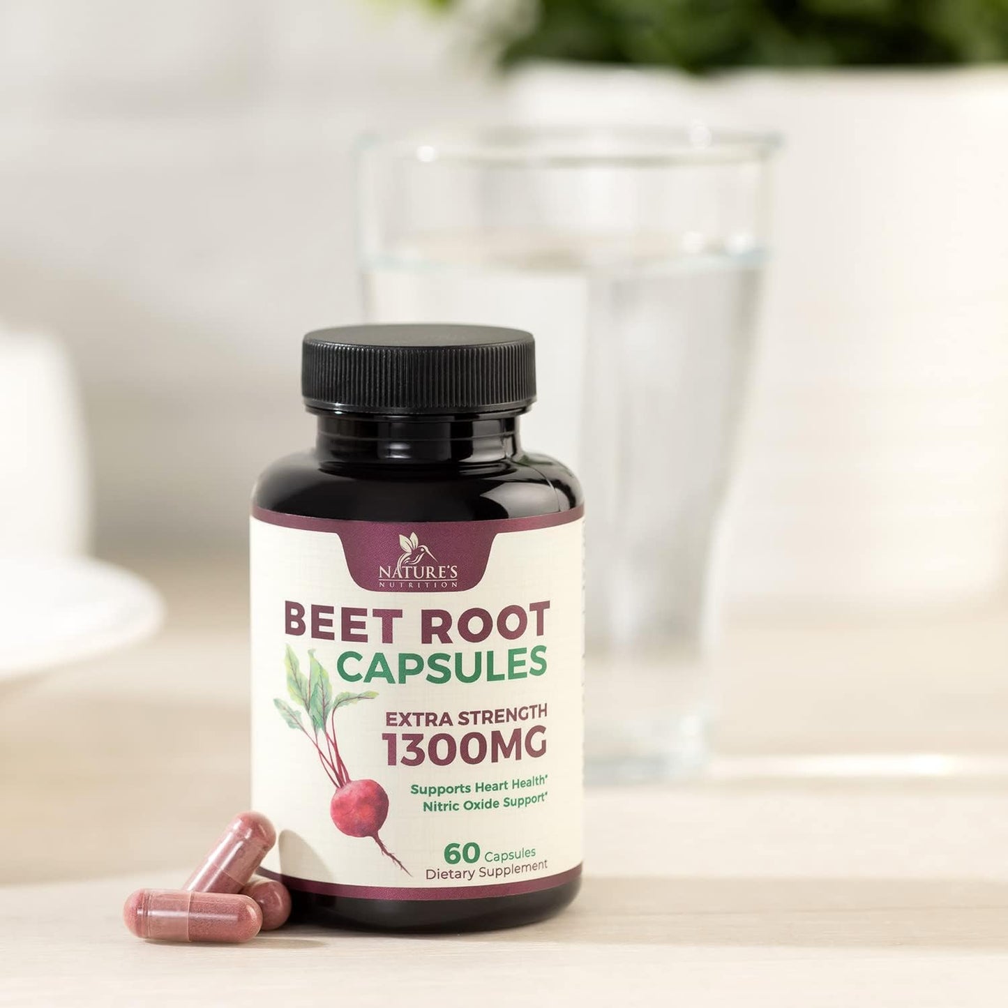 Beet Root Capsules - 1300mg Extra Strength,60 count