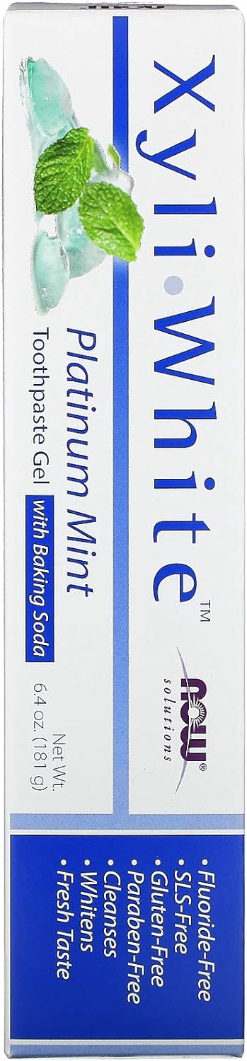 NOW Solutions, Xyliwhite™ Toothpaste Gel, Platinum Mint, Cleanses and Whitens, Fresh Taste, 6.4-Ounce